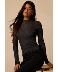 Lulus - Rendezvous Shiny Mock Neck Top - Lyst