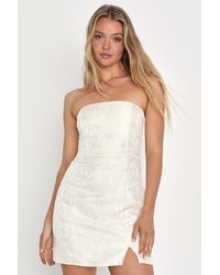 Lulus Aesthetic Pose And Jacquard Strapless Mini Dress in White | Lyst Lulus Aesthetic Pose And Jacquard Strapless Mini Dress in White | Lyst