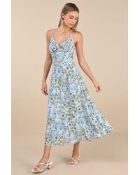 Lulus - Tie With You Floral Print Tie-Back Midi Dress - Lyst