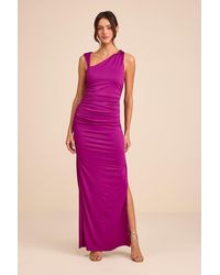 Lulus - Enticing Darling Asymmetrical Ruched Maxi Dress - Lyst