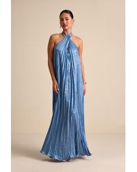 Lulus - Gelsey Pleated Halter Shift Maxi Dress - Lyst