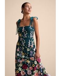 Lulus - Thriving Poise 3D Floral Embroidered Tie-Strap Maxi Dress - Lyst
