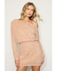 Lulus - Mavie Mesh Sequin One-Shoulder Mini Dress - Lyst