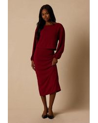 Lulus - Marvelous Match Berry Knit Two-Piece Midi Dress & Sweater Set - Lyst