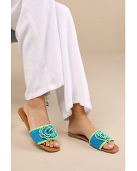 Lulus - Simmy Flower Slide Sandals - Lyst