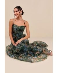 Lulus - Exclusive Glamour Floral Organza Tiered Maxi Dress - Lyst