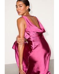 Lulus - Incredible Love Satin Cowl Back Midi Slip Dress - Lyst