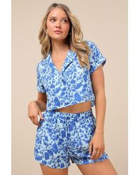 Lush - Sun And Blooms Floral Print Two-Piece Romper - Lyst