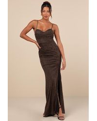 Lulus - Stunning Wonder Leopard Mesh Bustier Mermaid Maxi Dress - Lyst