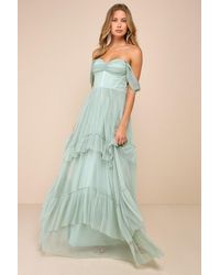 Lulus - Stunning Personality Mesh Off-The-Shoulder Maxi Dress - Lyst