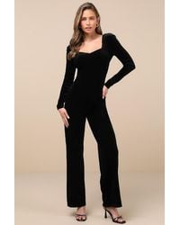 Lulus - Instant Stunner Velvet Backless Jumpsuit - Lyst