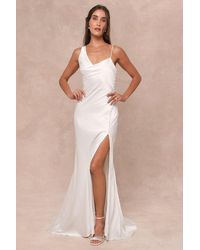 Lulus - Unforgettable Adoration Satin Asymmetrical Maxi Dress - Lyst