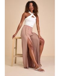 Lulus - Knockout Wide-Leg Slit-Front Pants - Lyst