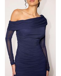 Lulus - Darla Mesh One-Shoulder Long Sleeve Mini Dress - Lyst