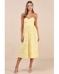 Lulus - Quite Perfect Floral Embroidered Strapless Midi Dress - Lyst