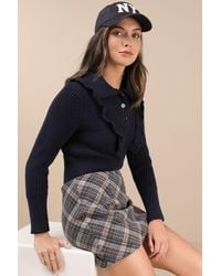 Lulus - Incredibly Cozy Ruffled Collared Pullover Sweater - Lyst