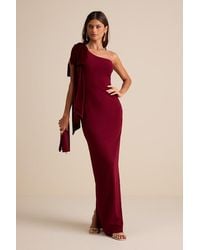Lulus - Amarila One-Shoulder Velvet Bow Maxi Dress - Lyst