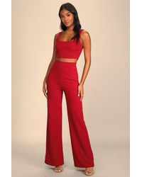Lulus - Only Tonight Two-Piece Wide-Leg Jumpsuit - Lyst