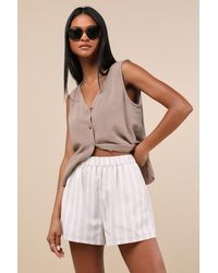 Lulus - Classic And Striped Linen Beach Shorts - Lyst