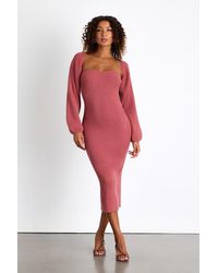 Lulus - Autumn Aura Rusty Rose Ribbed Two-Piece Sweater Dress - Lyst