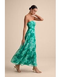 Lulus - Bright Perspective Floral Strapless Midi Dress - Lyst