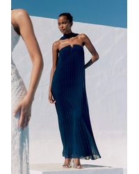 Lulus - Lael Pleated Strapless Dress And Scarf Set - Lyst