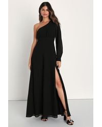 Lulus - Graceful Elegance One-Shoulder Long Sleeve Maxi Dress - Lyst