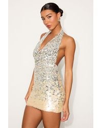 Lulus - Rivera And Sequin Cowl Neck Mini Dress - Lyst