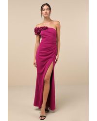 Lulus - Beyond Elegant 3D Floral One-Shoulder Maxi Dress - Lyst