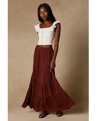 Lulus - Sunset By The Sea Embroidered Tiered Maxi Skirt - Lyst