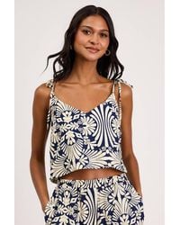 Lulus - Abril And Ivory Boho Print Tie-Strap Cami Top - Lyst