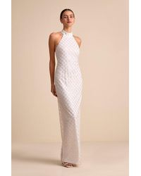 Lulus - Novalea Sequin Halter Maxi Dress - Lyst