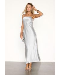 Lulus - Hartley Satin Tie-Back Maxi Dress - Lyst