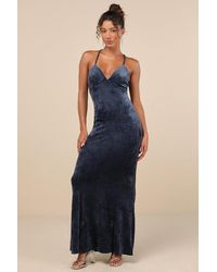 Lulus - Immensely Luxe Velour Backless Mermaid Maxi Dress - Lyst