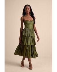 Lulus - Tennon Plisse Tiered Midi Dress - Lyst