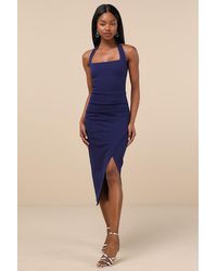 Lulus - Prominent Charm Halter Bodycon Tulip Midi Dress - Lyst
