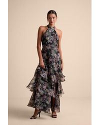 Lulus - Forever Exceptional Floral Halter Organza Maxi Dress - Lyst