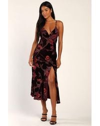Lulus - Divine Allure Floral Burnout Velvet Midi Dress - Lyst