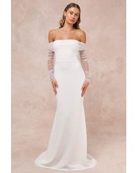Lulus - Beautifully Beloved Mesh Off-The-Shoulder Maxi Dress - Lyst