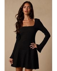 Lulus - Radleigh Textured Long Sleeve Drop Waist Mini Dress - Lyst