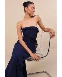 Lulus - Excellent Sensation Strapless Ruffled Maxi Dress - Lyst