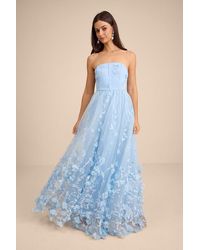 Lulus - Lynly 3D Floral Applique Tulle Maxi Dress - Lyst