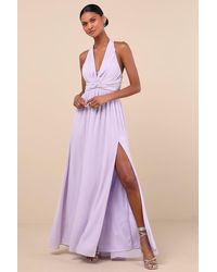 Lulus - Marilina Pleated Twist-Front Maxi Dress - Lyst