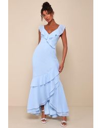 Lulus - Charming Event Asymmetrical Ruffled Maxi Dress - Lyst