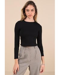 Lulus - Daily Coolness Cutout Long Sleeve Crew Neck Top - Lyst