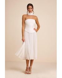 Lulus - Laubrey Floral Jacquard Midi Dress And Scarf Set - Lyst