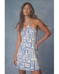 Lulus - Madelia Abstract Halter Mini Dress - Lyst