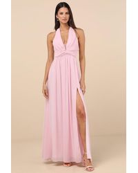 Lulus - Marilina Pleated Twist-Front Maxi Dress - Lyst