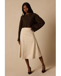 Lulus - Flawless Composure Cream Suede High-Waisted Midi Skirt - Lyst