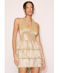 Lulus - Carrie Metallic Tiered Mini Dress - Lyst